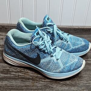 Nike Women's Flyknit Lunar 3 Blue Athletic Running Sneakers 698182-404 Size 9.5
